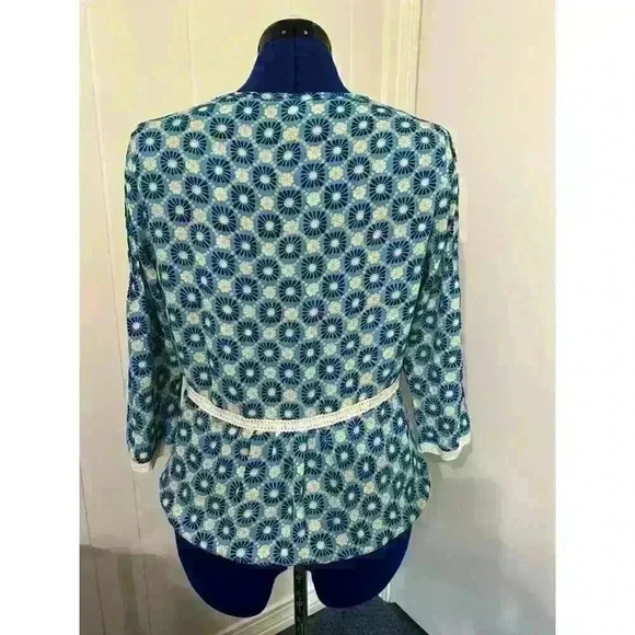 Matilda Jane Women's M Medium Blue Smocked Peasant Blouse Top Cottagecore - Picture 3 of 8